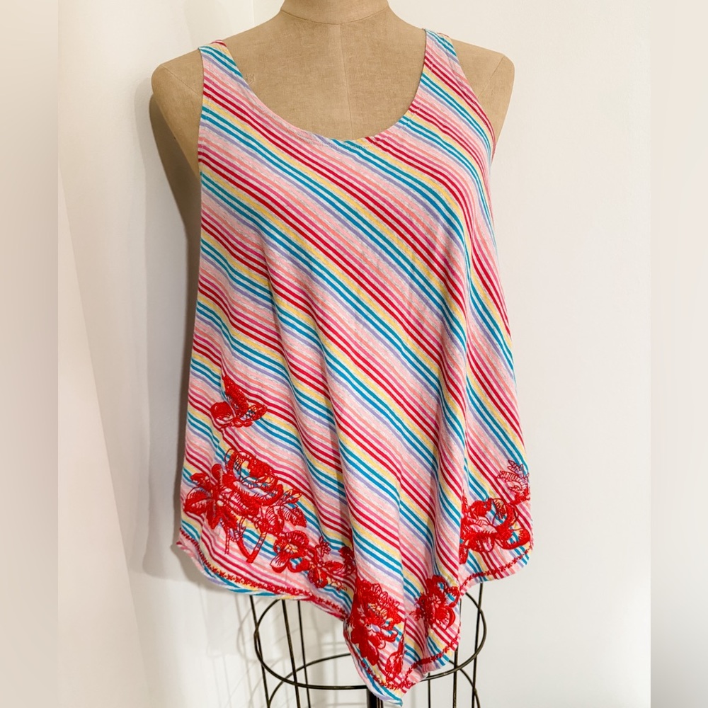 🌈 Johnny Was Striped Rainbow Tank size x-small